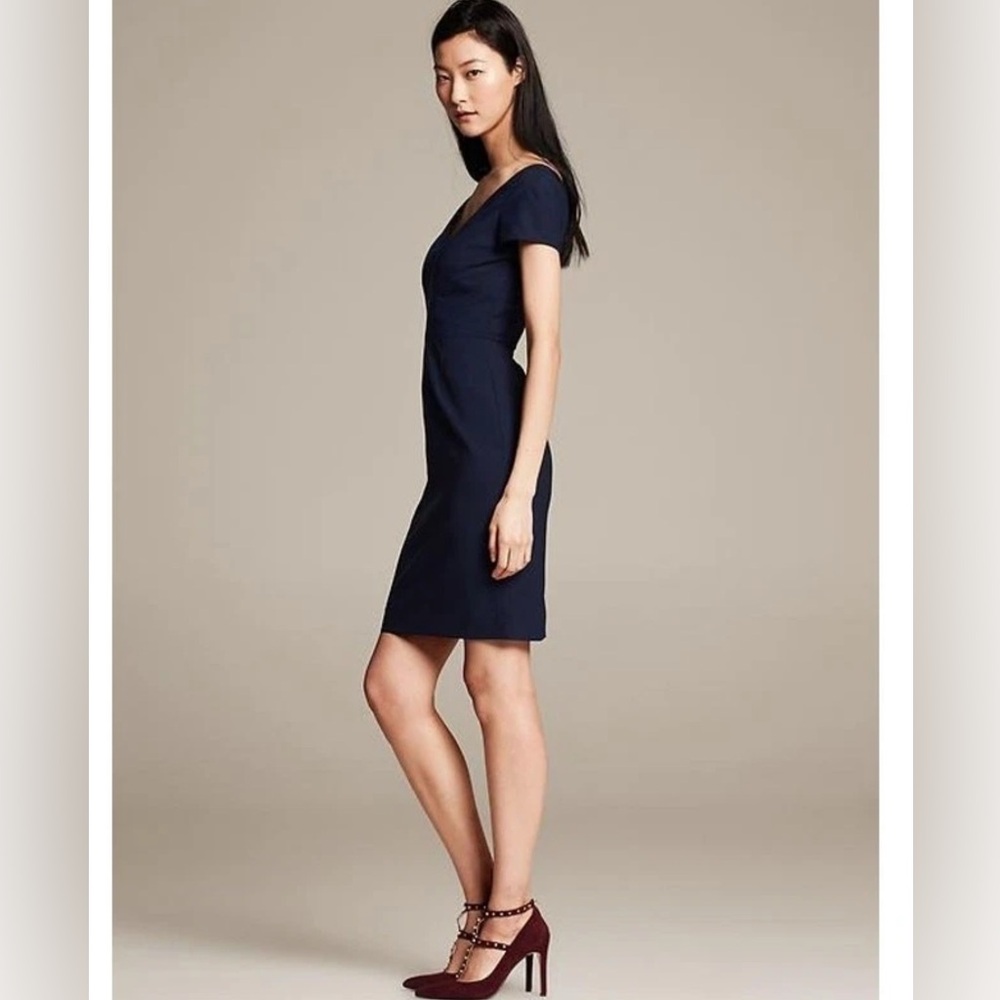NWT Banana Republic Classic Sheath Midi Dress Size XL Navy Blue Wedding Party